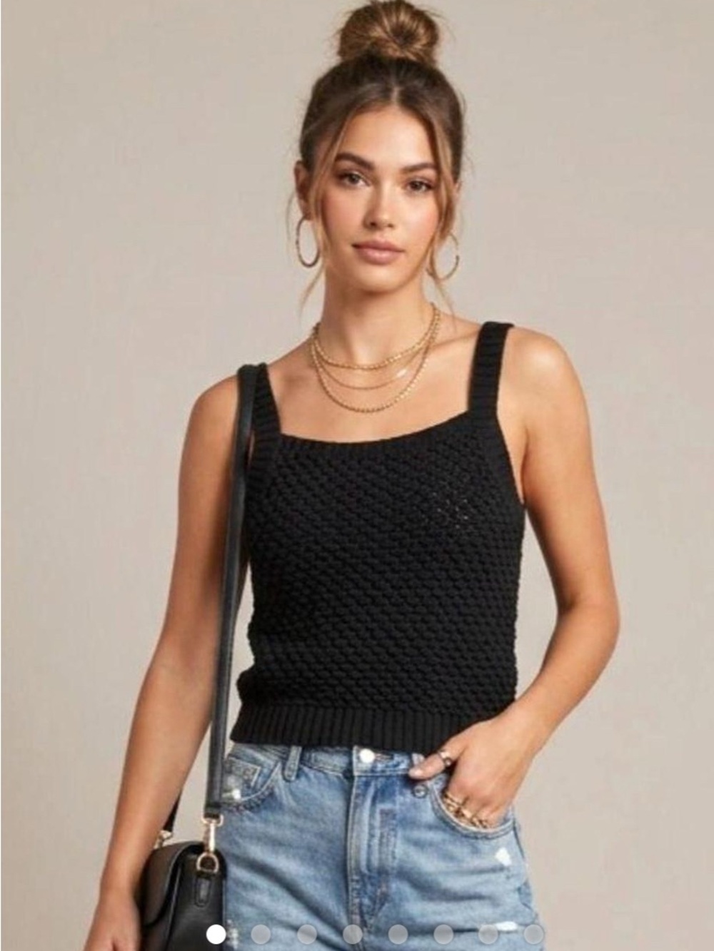 J. Crew Cotton Women’s Black Crochet Knit Tank Top Size Small BNWT